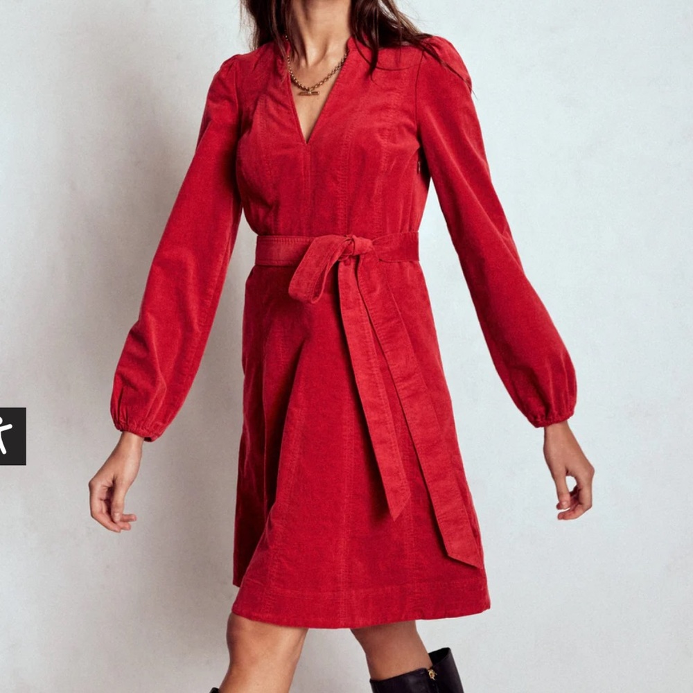 Boden Ros Panelled Cord Short Dress Women’s Crimson Red Size 2R